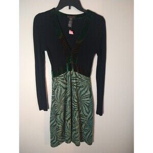 Custo Barcelona Artsy Designer VNeck Knee Length Sz 2 Dress Boho Feminine